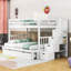 Lit superposé en bois à 4 tiroirs Dothan avec lit gigogne simple Dothan-2145966640