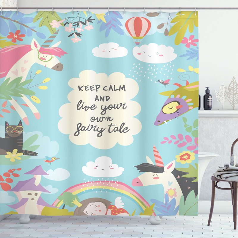 East Urban Home Saying Shower Curtain Keep Calm, 70"H x 69"W