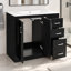 Meuble-lavabo noir de 91 cm avec lavabo en céramique et meuble de rangement autoportant