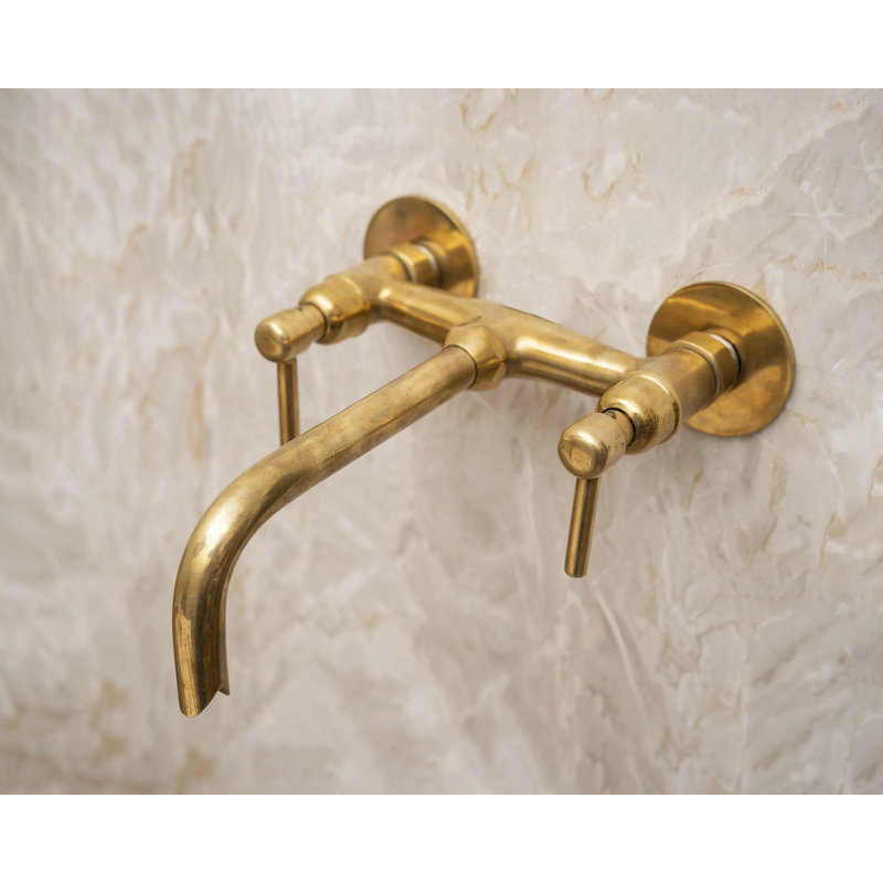 Unlacquered Brass Wall Mounted Tub Filler Faucet – Bathroom Tap For Vessel Sinks