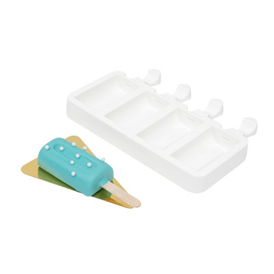 Restaurantware-Pastry Tek 4 Cavities Popsicle Molds, 10 Cylinder Cakesicle Molds - Flexible, Freezable, White Silicone Cake Popsicle Molds, Easy Release, For Baking