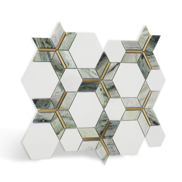 Diflart Thassos White Polished Marble Hexagon Mosaic Floor and Wall Tile,5 sheets
