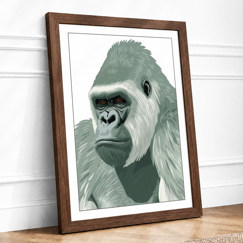 Silverback Gaze Minimalist - Print, A2 - 59.4 x 42.0 cm, Walnut
