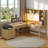 L Shaped Desk With Drawers, Office Desk With Power Outlet, LED Lights, Hutch And File Cabinets