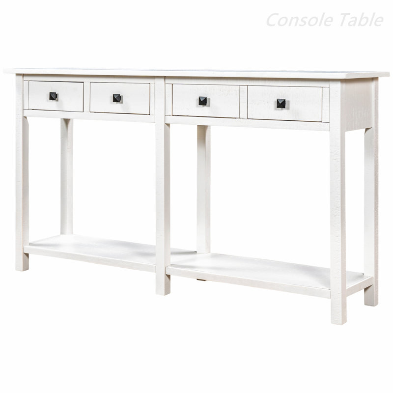 Console à 4 tiroirs Lananna, Blanc ivoire