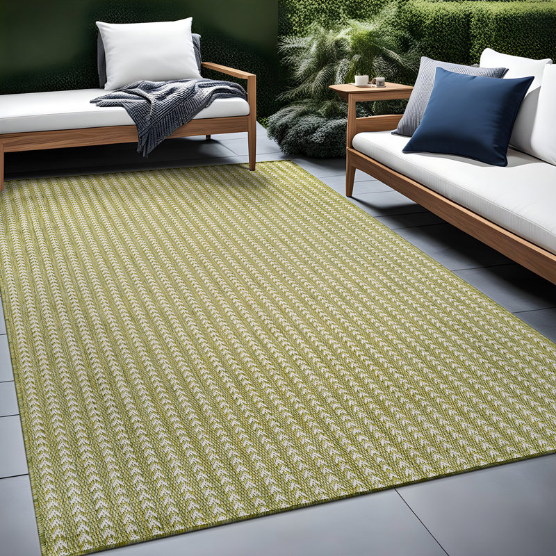 Tapis intérieur à chevrons, Olive, Rectangle 8' x 10'