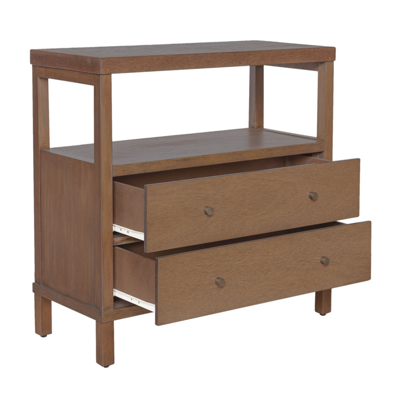2-Drawer Wood Nightstand, Brown, Brown