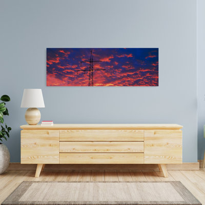 Lignes électriques au coucher du soleil, Allemagne, art dramatique abstrait coloré, art mural