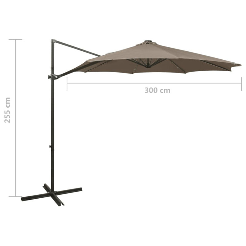 Braylen 300cm Lighted Cantilever Parasol, Taupe