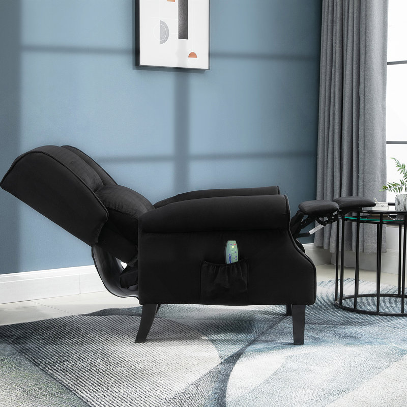 Fauteuil inclinable de massage avec fonction chauffante, télécommande,, Tissu noir