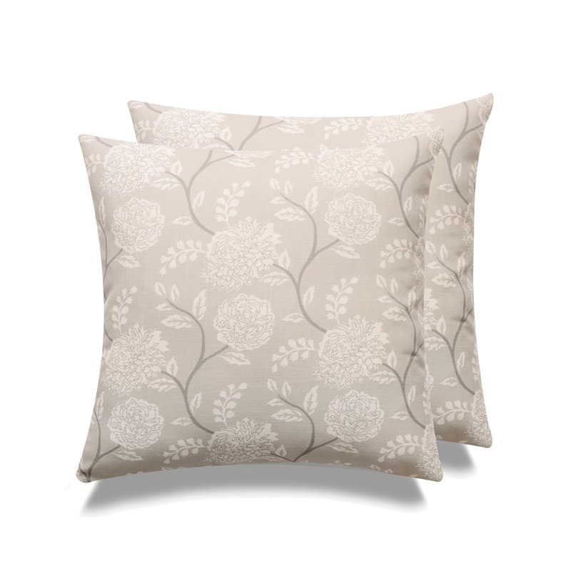 Housse et insert de coussin carré PEONY PRINT, Gris, polyester