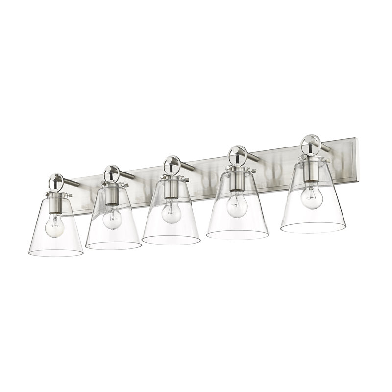 Éclairage de salle de bain à intensité variable 5 lumières Ellesmere, Nickel brossé