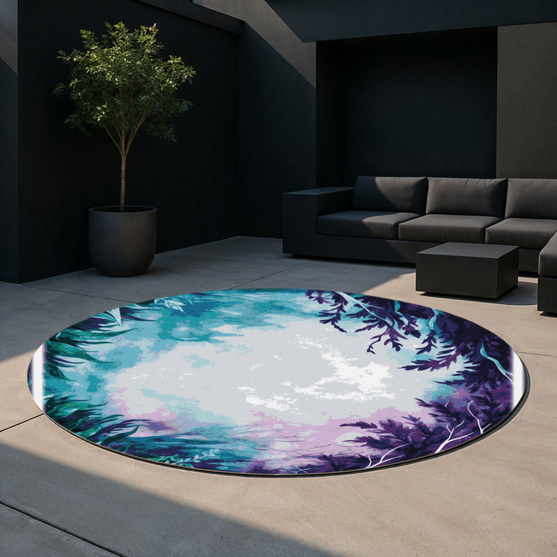 Dewdrop Haven Indoor And Outdoor Area Rug, Round 5'