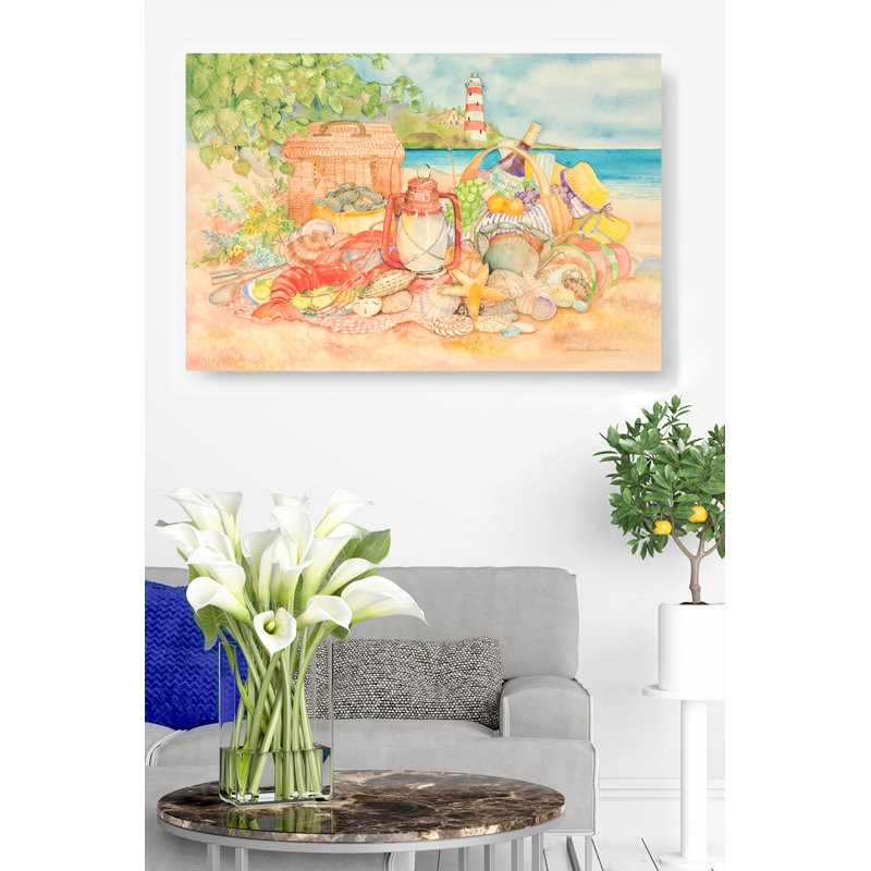 Bayside Picnic, Lighthouse, Seafood, 24" H x 48" W x 1.5" D