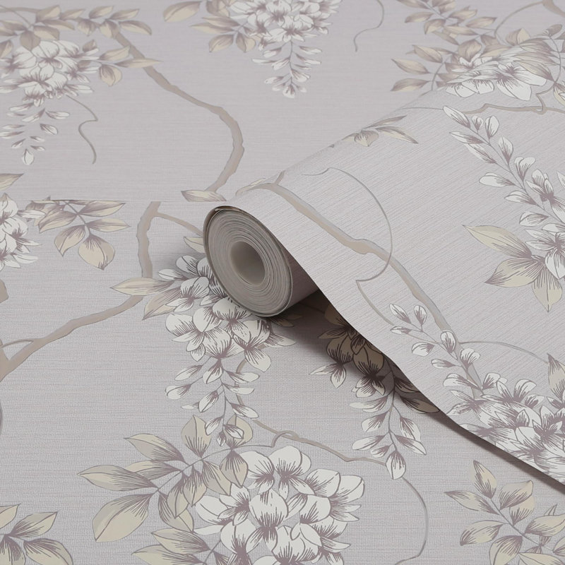 Superfresco Easy Mauve Wisteria Floral Wallpaper, Grey