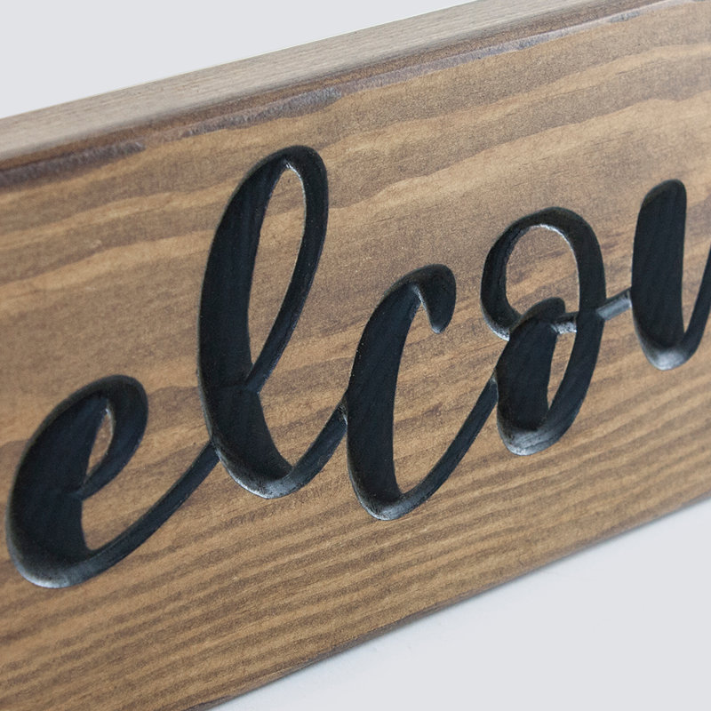 Engraved 'Welcome' Pine Sign 60cm