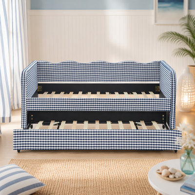 Upholstered Daybed, Bed Frame with Pull‑Out Trundle and Side Storage Pockets