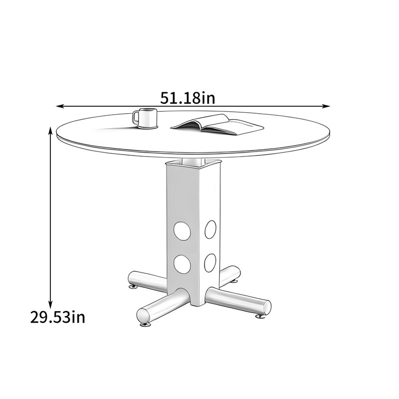 Table de salle à manger Priester, H 29,53 po x L 51,18 po x l 51,18 po