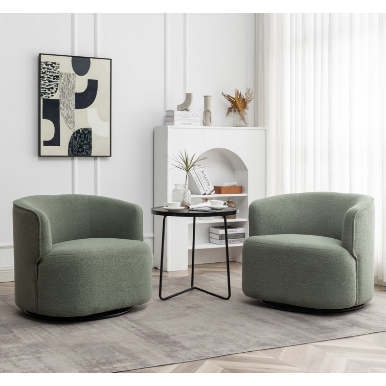 Janeesha Upholstered Swivel Barrel Chair, 1 chair only. (similar to stock photo)