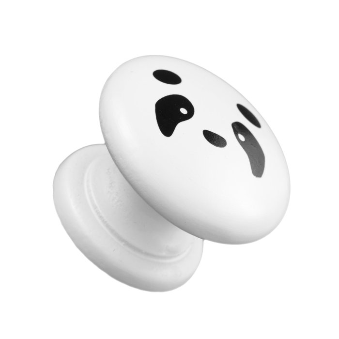 Hand Painted 1 1/2" White Panda Knob
