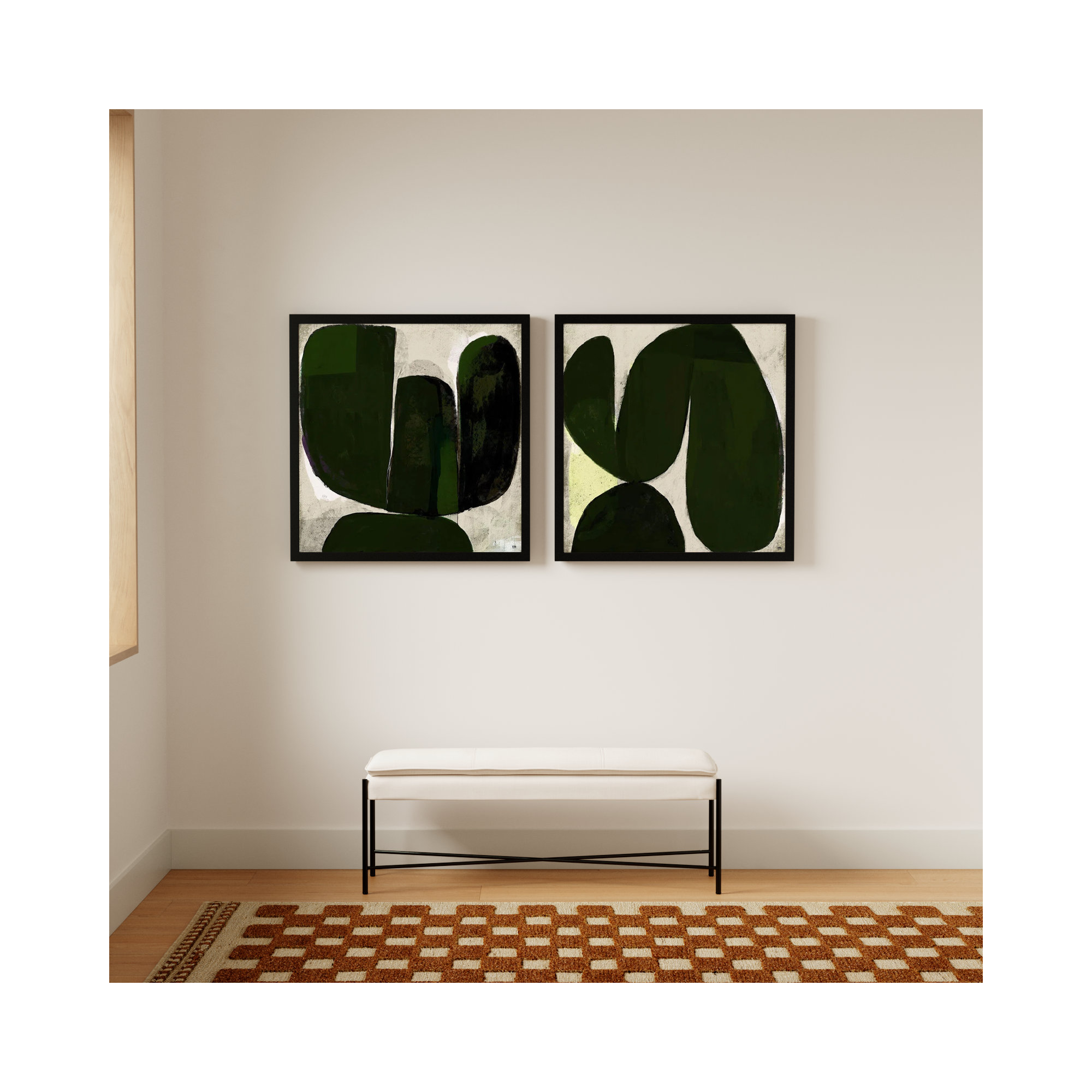 Succulent Set Of 2 by StudioM, 36" H x 36" W x 1.25" D, Black