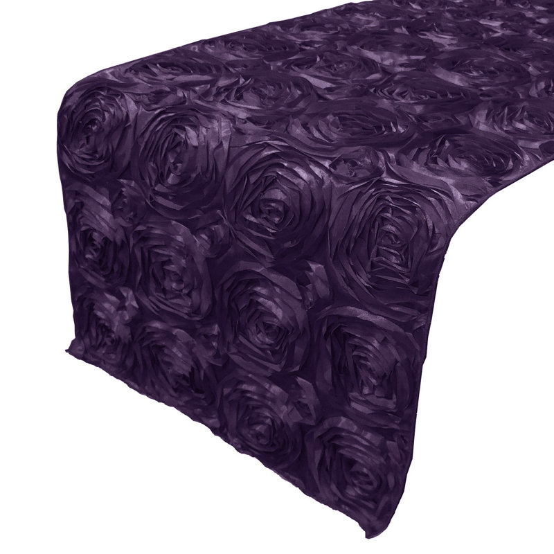Floral Table Runner, 12" W x 60" L, Eggplant
