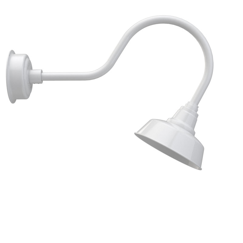 Luminaire de grange d’extérieur à del Vandervliet, H 8po x l 10 po x P 12 po, blanc