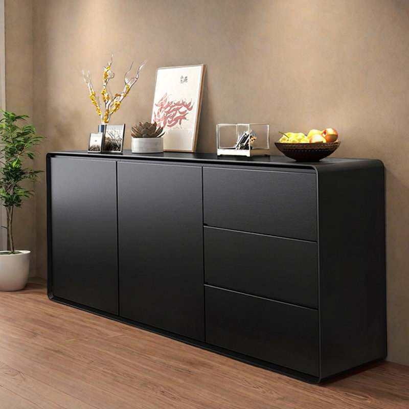 Modern Minimalist Entryway Cabinet, Black, 31.5" H x 70.9" W x 15.7" D
