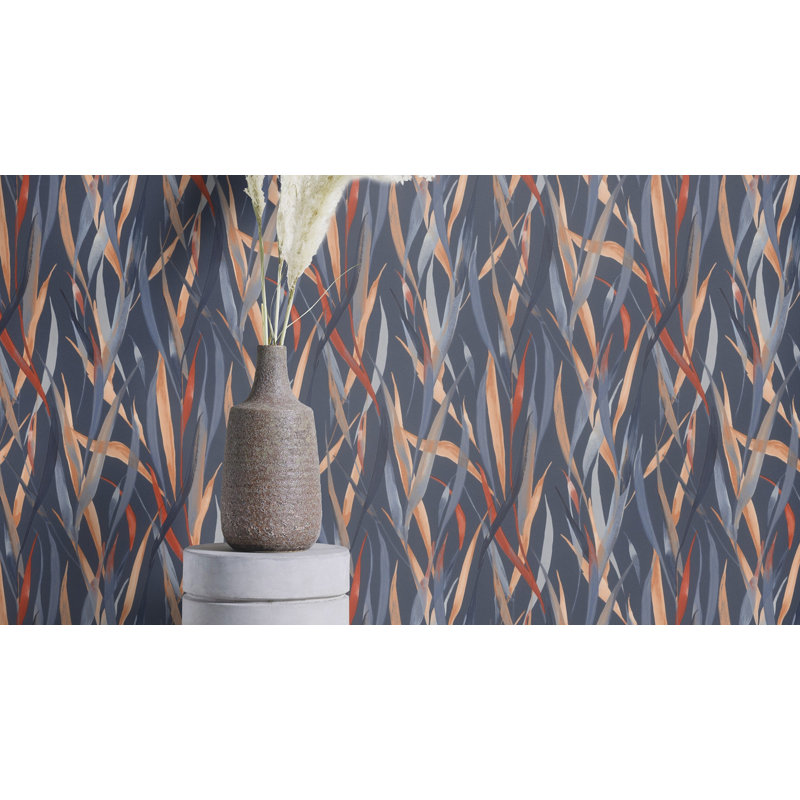 Papier peint botanique Sway, Bleu