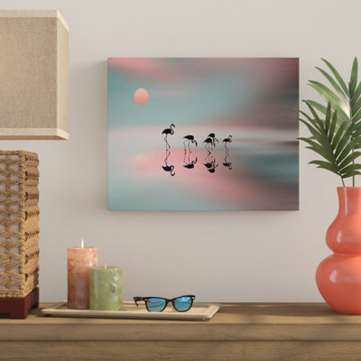 « family flamant roses », impression sur toile