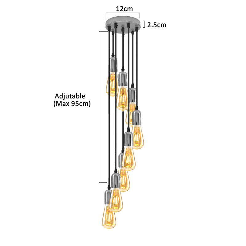 Brodbeck 8 - Light Chrome Cluster Pendant, Yes