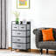 Commode 5 chambres - Commode en tissu gris avec structure en acier et tiroirs pliables de rangement, structure tombante
