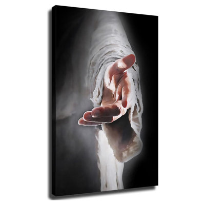 Jesus Poster Give Me Your Hand God Christ Wall Art- Jesus Pictures For Wall Canvas Print Bedroom Living Room Religious Jesus Decor (16×24Inch Framed)