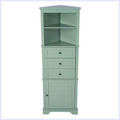 Modern Triangle Tall Cabinet with 3 Drawers and Adjustable Shelves