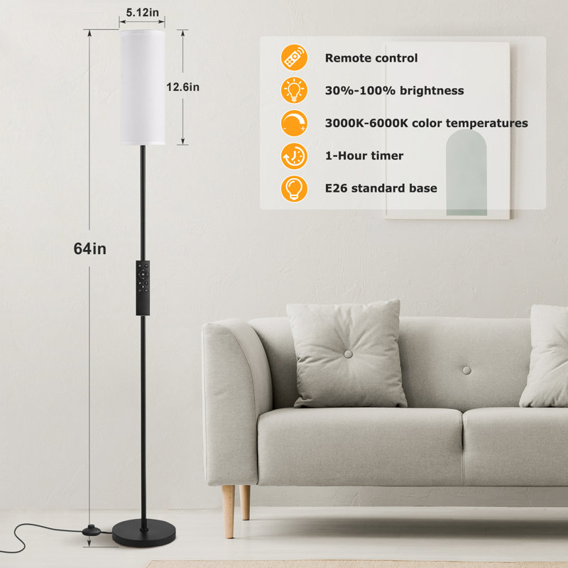 Kingsteignt 64'' Stepless Dimmable Floor Lamp with Remote Control