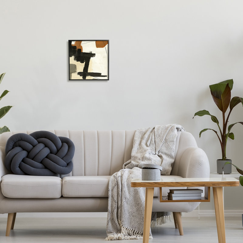 "Stupell Industries", art abstrait sur toile beige par Design Fabrikken, Giclée encadrée noir minuit