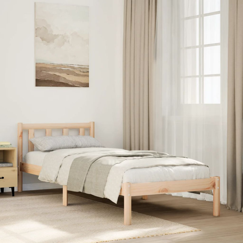 Deron Solid Wood Bed, natural, 140 x 210 cm
