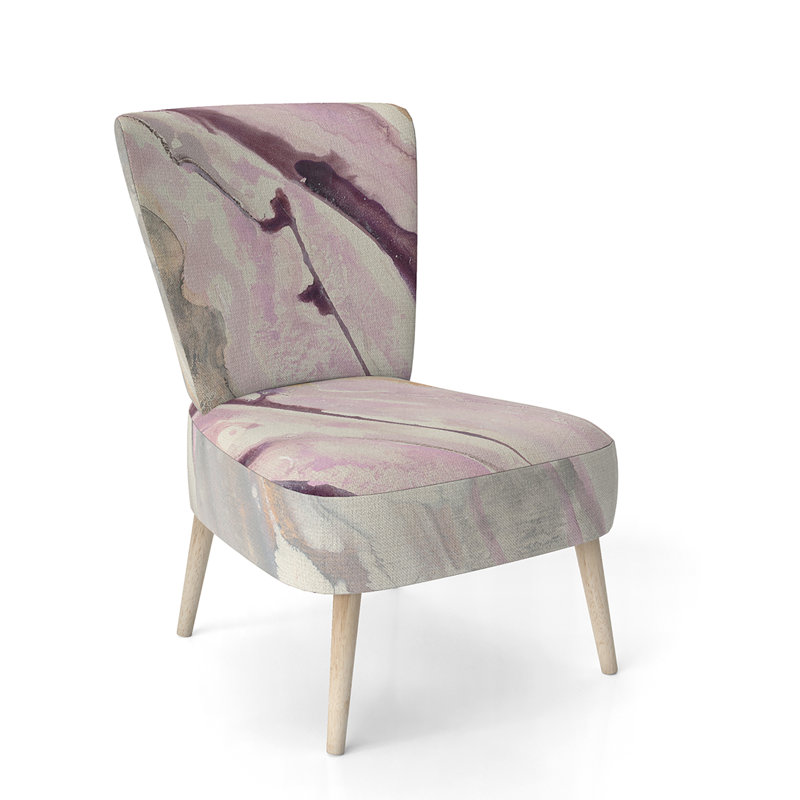 Upholstered Floral Side Chair - Modern floral Accent Chair, Ombre Shaby Pink Marble Polyester Blend