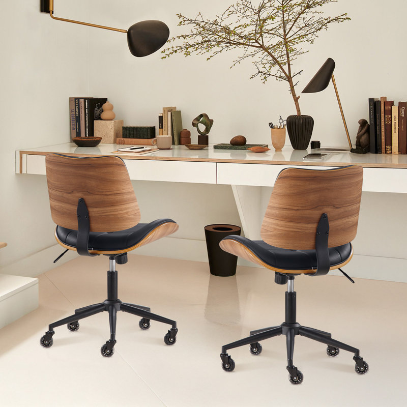 Ergonomic Armless Task Chair, Black