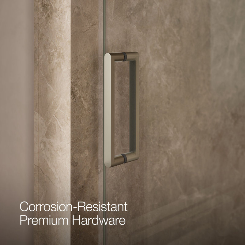 Revel 44'' x 70'' Pivot Shower Door with CleanCoat® Technology, Crystal Clear, Anodized Brushed Nickel