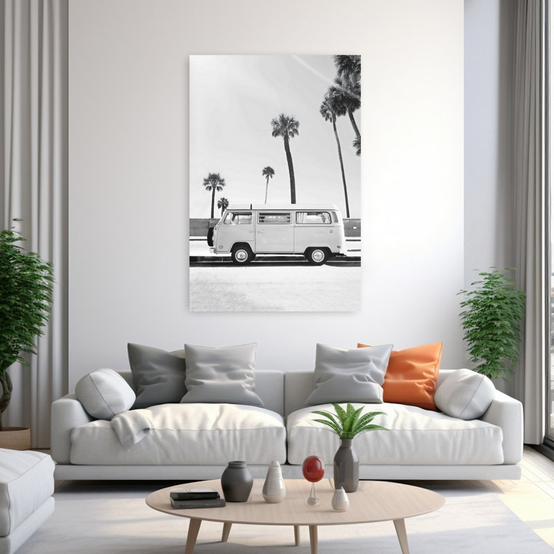 Art mural contemporain Van BW, H 60 po x l 40 po, Noir/gris