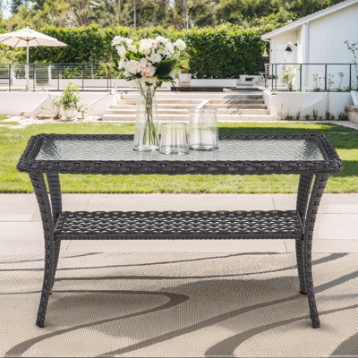 Gaetanino 19.7'' H Rectangular PE Wicker Outdoor Coffee Table