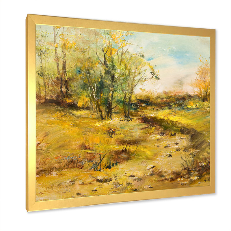 Paysage avec chemin de terre - art mural traditionnel sur toile, H 16 po x l 16 po x P 1 po