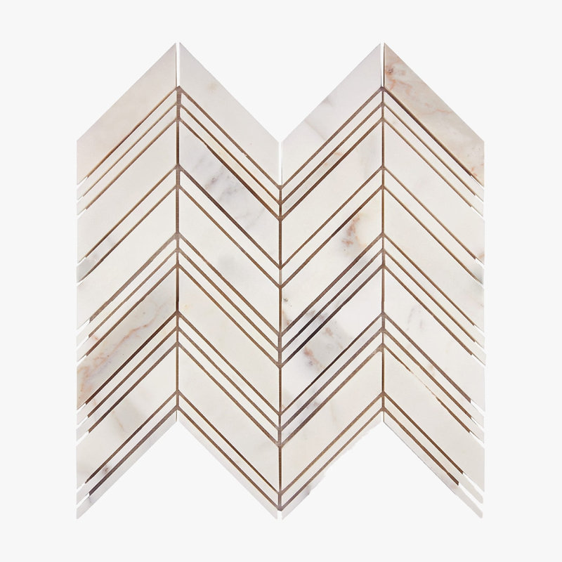 13.9" x 11.75" Marble Wall & Floor Tile, White/Gold