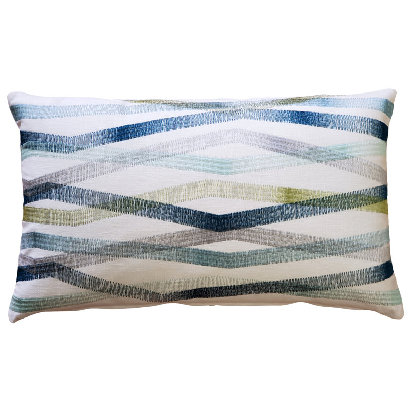 Linen Reversible Throw Pillow, Blue/Green/Light Purple