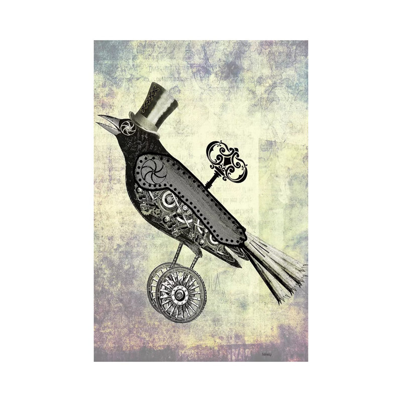 Steampunk Crow by Fab Funky - Wrapped Canvas Gallery-Wrapped Canvas Giclée, 66.04 cm H x 45.72 cm W x 1.91 cm D