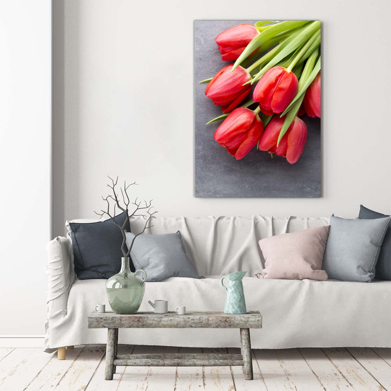 Red Tulips - Wrapped Canvas Print