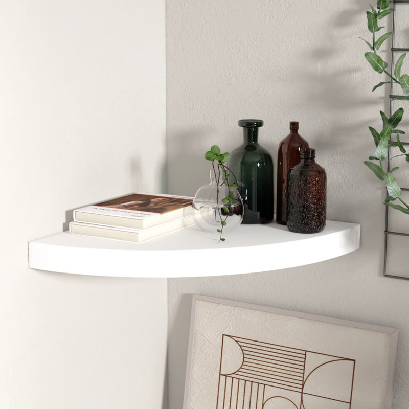 Arsi Corner Shelf, White, 3.8cm H x 35cm W x 35cm D