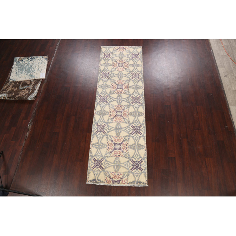 All-Over Geometric Abstract Oriental Runner Rug 3x10