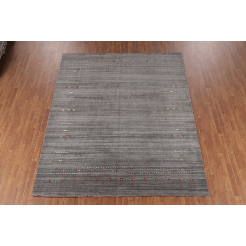 Tapis tribal gris de style Gabbeh 8 x 10